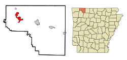 Carroll County Arkansas Incorporated and Unincorporated areas Eureka Springs Highlighted